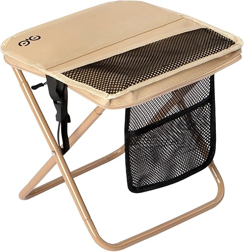 Taburete plegable mejorado, soporte de aleación de aluminio, silla plegable portátil al aire libre con bolsillo para cola, pesca, excursiones de