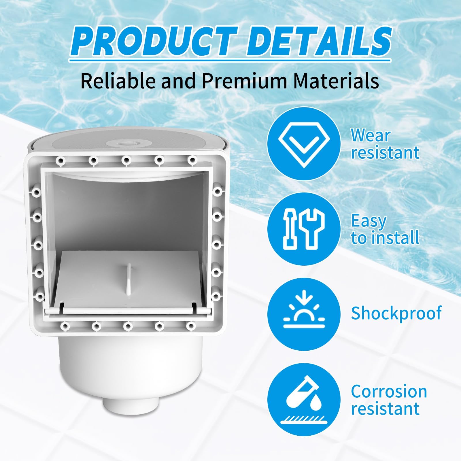 SP1091LX Kit universal de skimmer para piscina sobre el suelo con accesorios, compatible con aberturas de pared estándar de 6 pulgadas, sustituye a los modelos SP1090, SP1091ES, SP1095ES