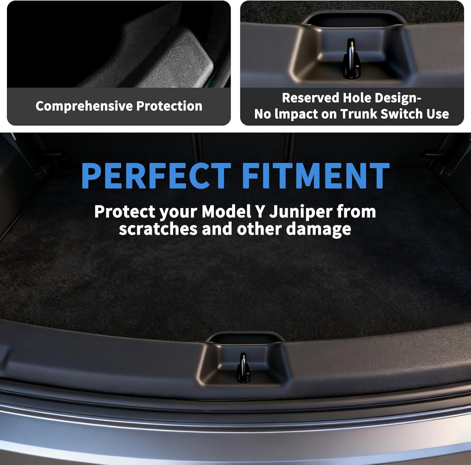 Cargo Mat with Backrest Protection for 2025 2026 Tesla Model Y Juniper 5 Seat, TPE All Weather Protection Cargo Liner with Velcro Rear Seats Backrest car Cargo Protector Plate Accessories-Black