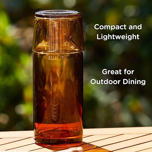 Miniatura 3 de Wrenbury Juego Vintage de Jarra y Vaso para Mesita de Noche - Jarra de Agua para Enjuague Bucal con Vaso para Baño - Decantador Ámbar para Mesita de