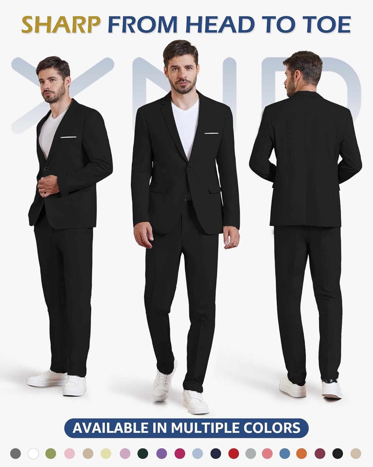 YND Men's Casual One Button Linen Suit Jacket, Slim Fit Sport Coat Lightweight Business Blazer - Image 2