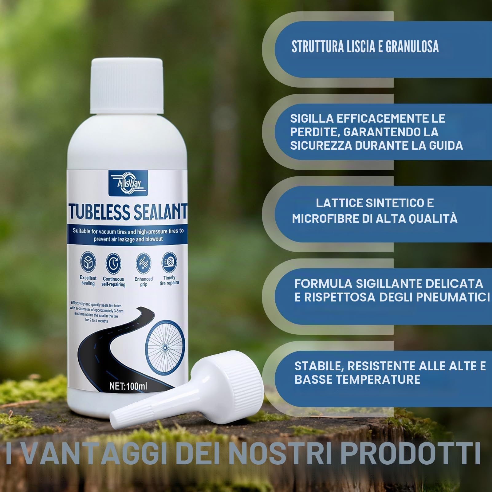 Lattice per Tubeless MTB, Liquido Antiforatura MTB, Lattice per Tubeless MTB Resistente, Sigilla Crepe Inferiori a 6 Mm per Mountain Bike e Bici da Strada, 100ml