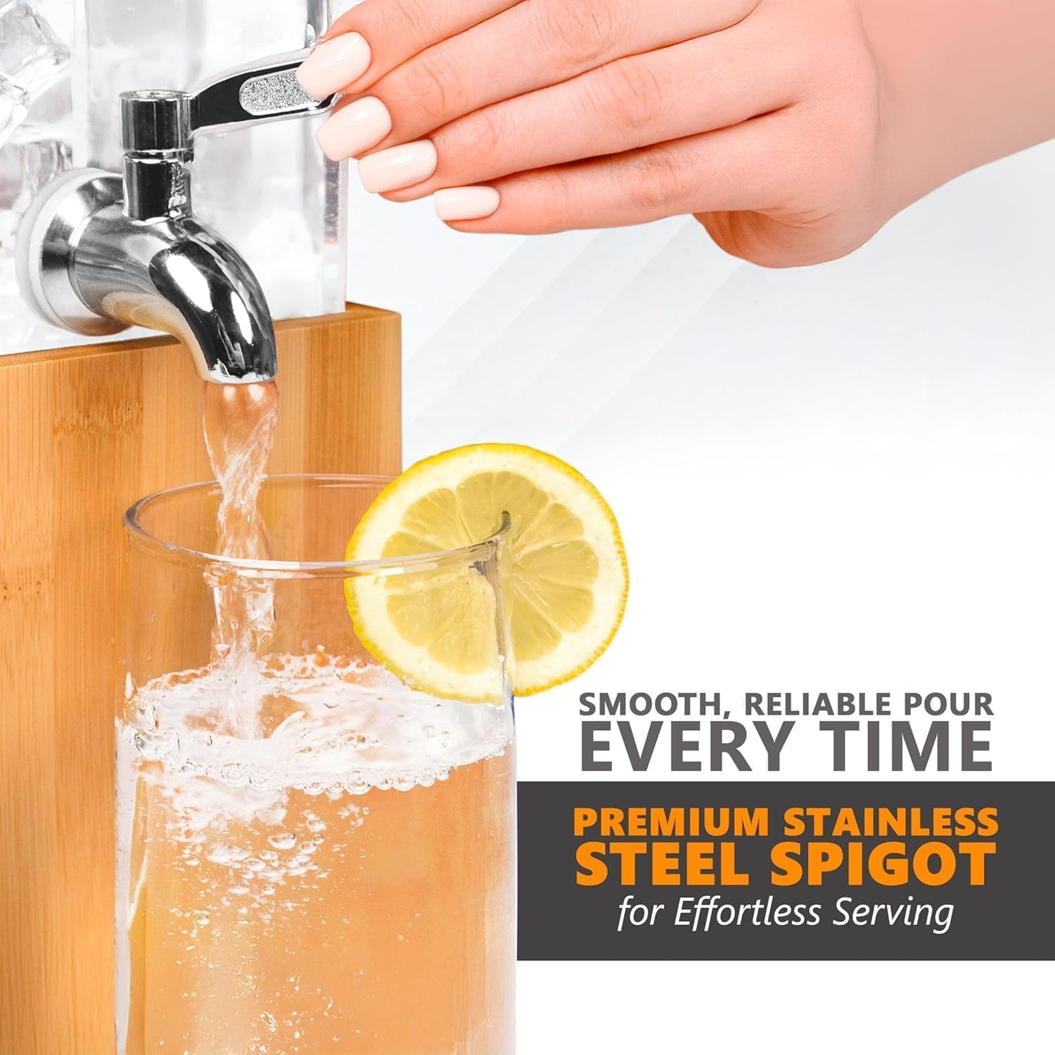 ACRYLIC Drink Dispenser- 1.25 GALLON Beverage Dispenser with Stand and Ice Core – Cold Drink Server for Parties and Events - Image 3