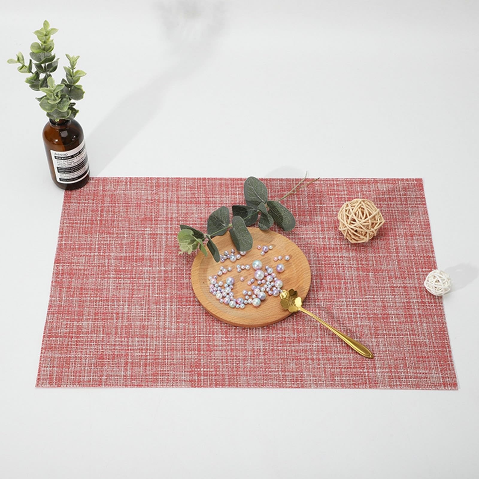 Set de table rouge uni de table rectangulaire lot de 10 pour salle à manger chic