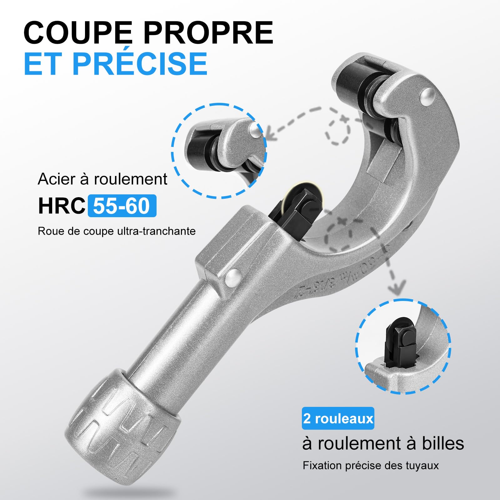HYCHIKA Coupe Tube 3-50 mm / 0.1-2 Pouces avec ébavureur - Coupe-Tube Polyvalent pour Tous les Métaux Courants Tels que Cuivre, Aluminium, Plastique, Ainsi que les Tubes Composites