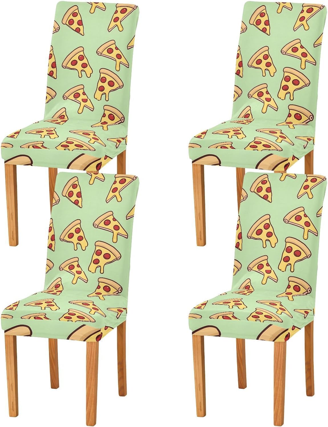 ALAZA Chair Covers for Dining Room, Funny Pizza Pattern Stretch Chair Cover Sets Chair Protector Removable Washable for Ktichen Restaurant Hotel