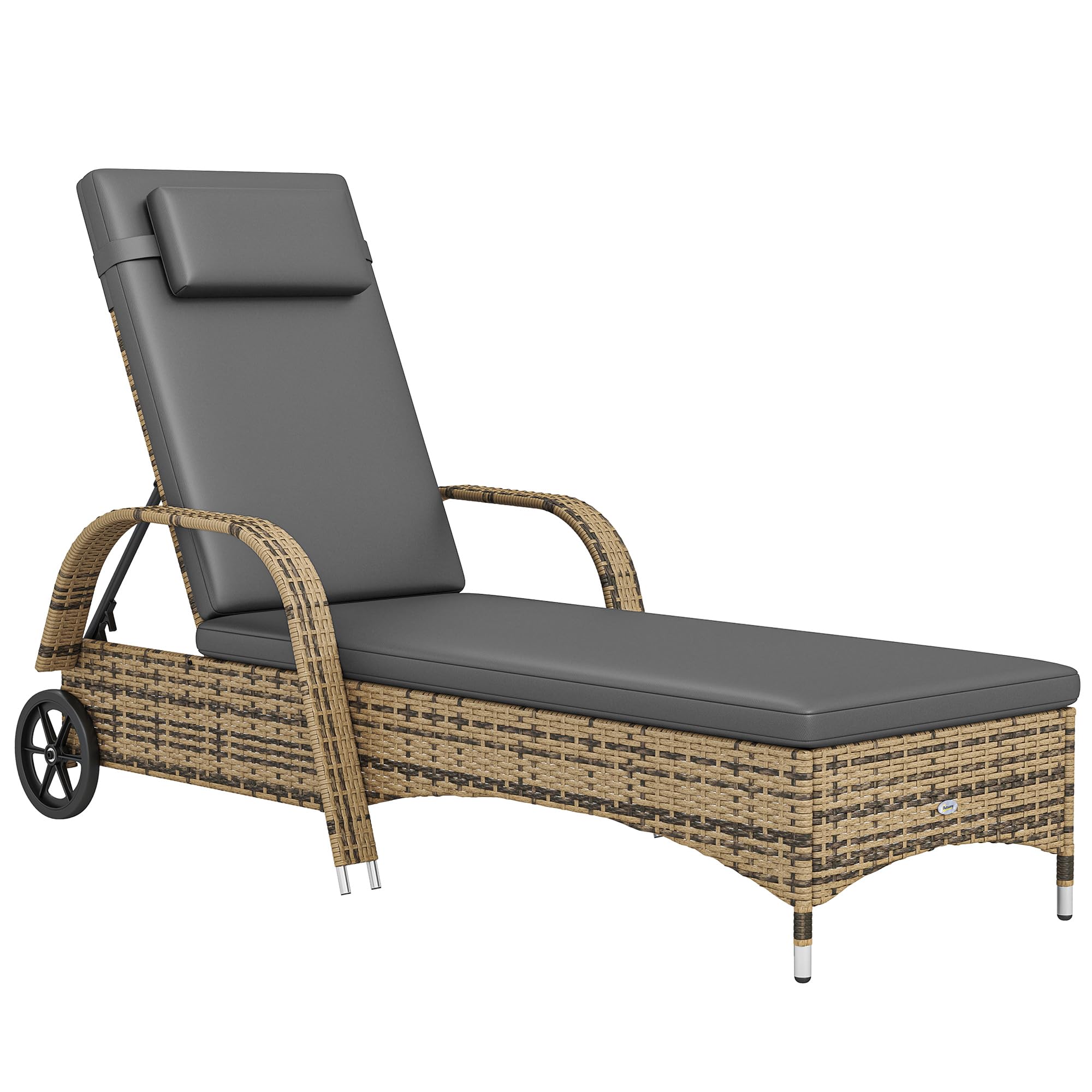 Outsunny Transat Bain de Soleil Grand Confort Matelas Têtière Jaune