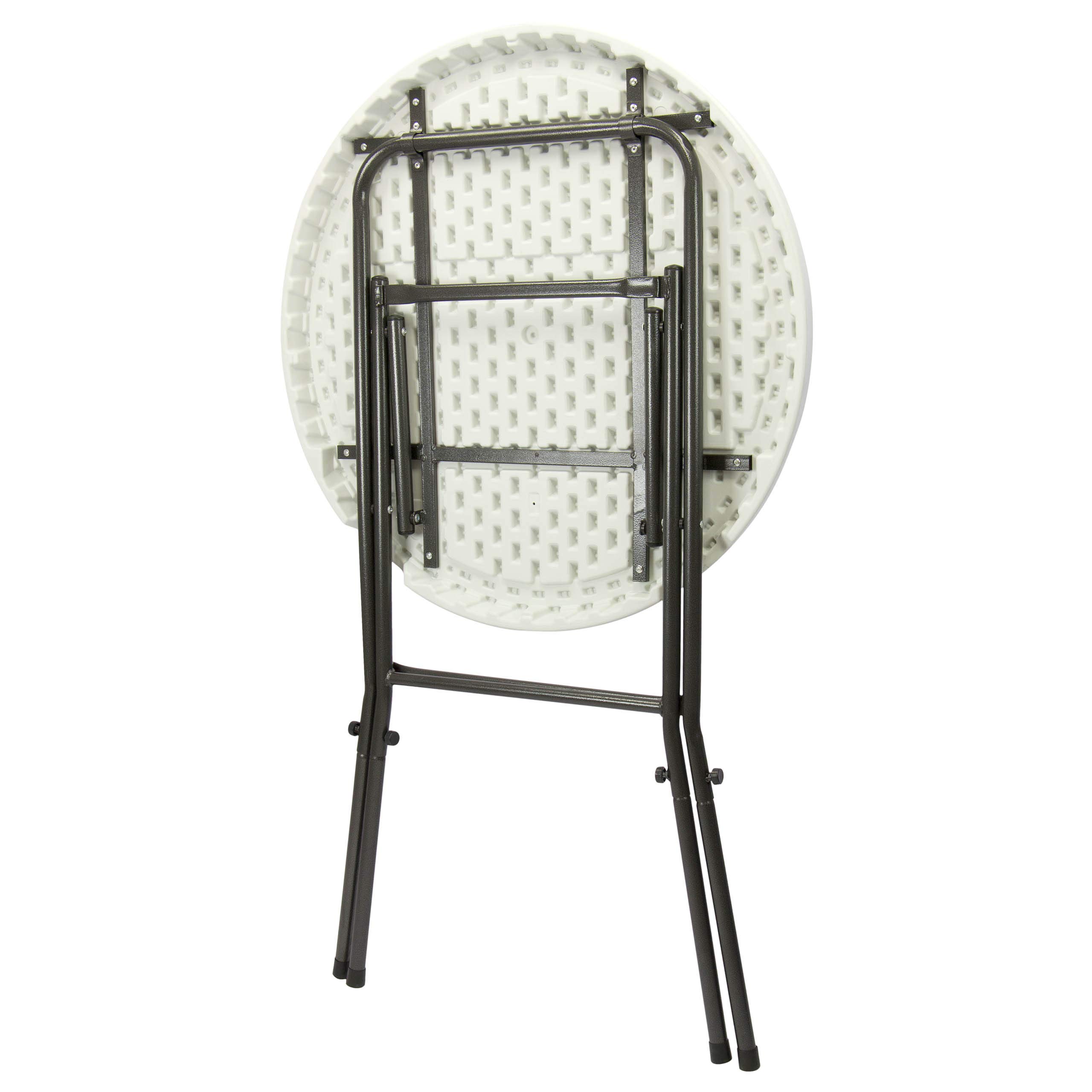 SONLEX Bistrotisch Bartisch rund Ø 80 cm Weiß 110 cm Metallgestell klappbar abwaschbar Stehtisch Partytisch