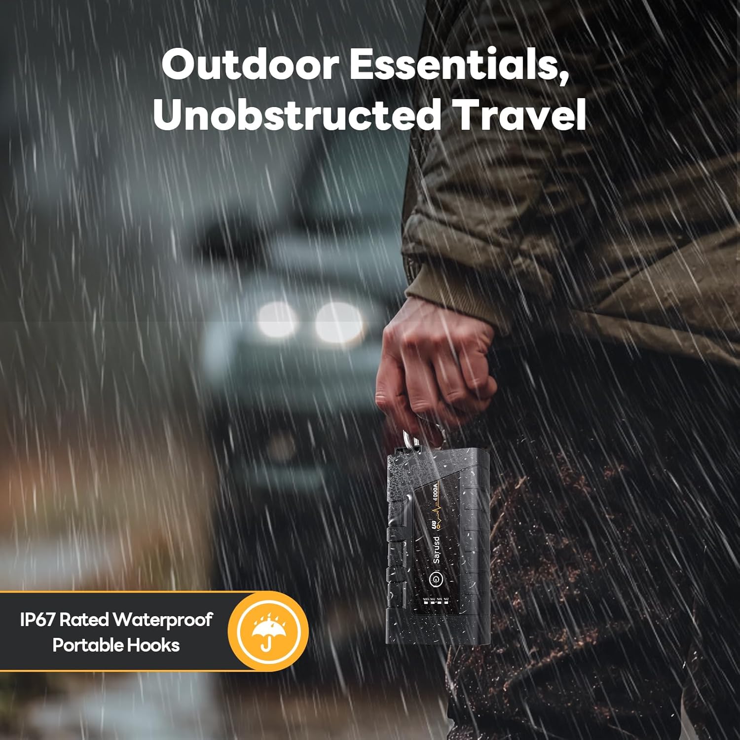 4000A Battery Jumper Starter Portable with Force Start, 12V Car Jump Starter with PD 18W Jump Box for All Gas & Up to 10L Diesel Engines Jump Pack with Booster, Jumper Cables & LED Ligh