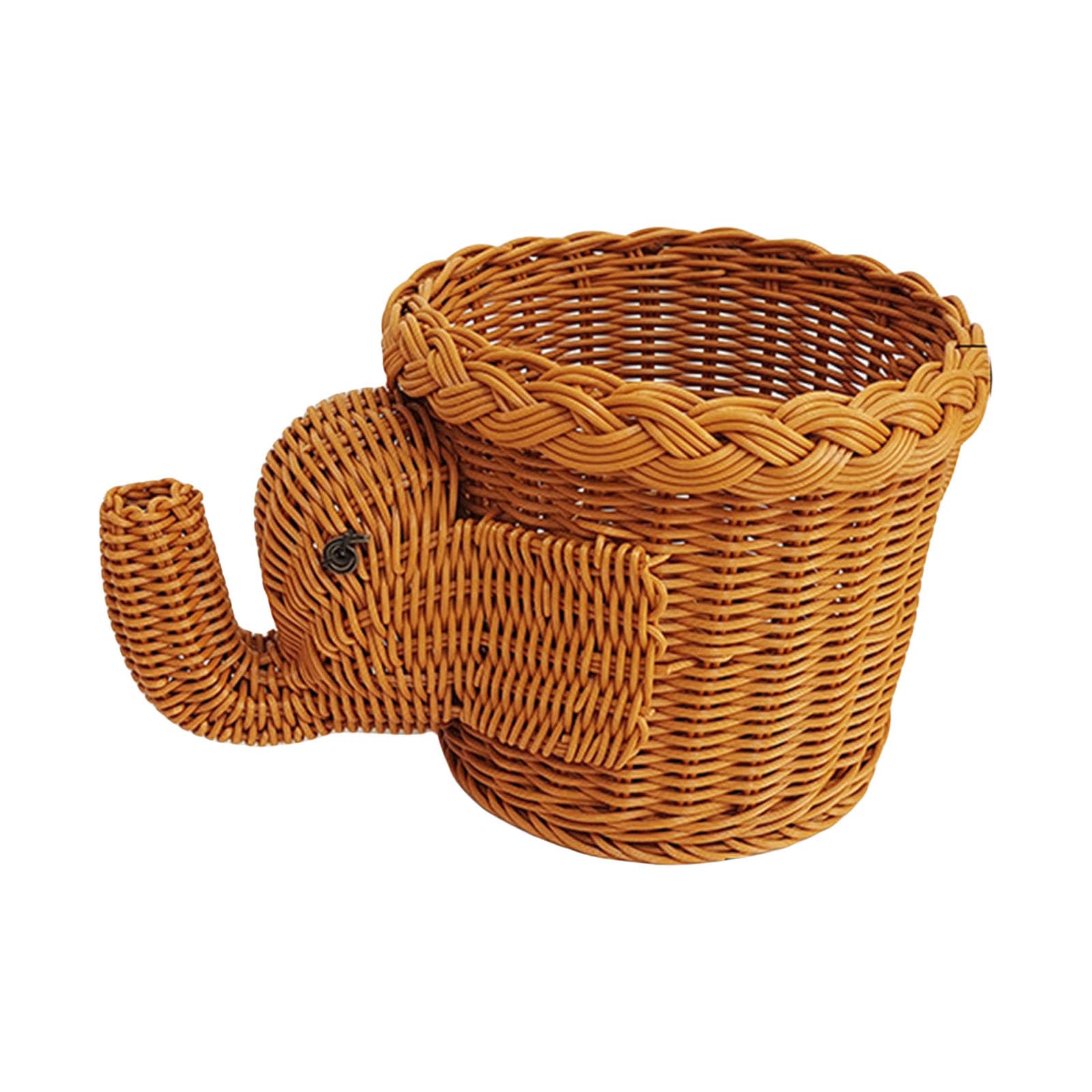 Elnwnnkc Unique Elephant Shapes Basket for Snacks and Storage Sturdy Handwoven PP Materials Home Decoration Elegant Styles Elephant Shapes Basket