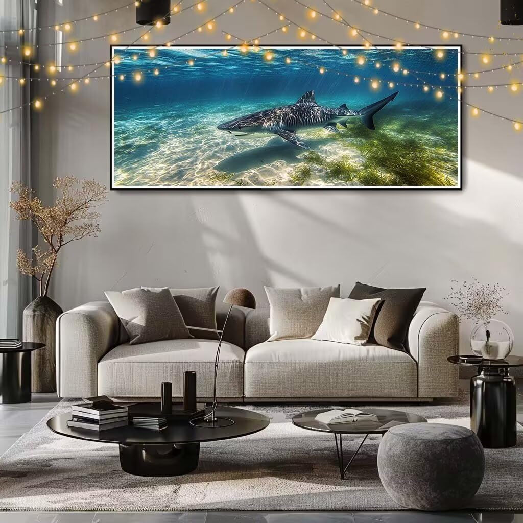 Malarstwo diamentowe 5D, dla dorosłych, rekina, zwierzę, obraz "zrób to sam", obraz dla dzieci, 60 x 120 cm, zestaw do malowania diamentami, dekoracja ścienna 8E-4943