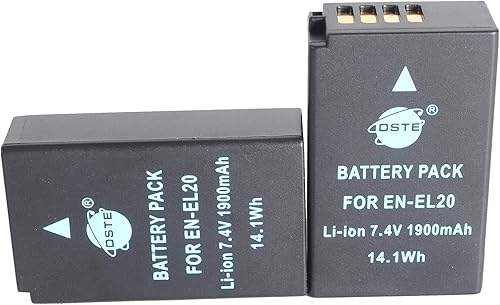 Miniatura 2 de DSTE Repuesto para 2 baterías de iones de litio EN-EL20 compatibles con Nikon Coolpix A 1 J1 J2 J3 AW1 S1 V3 como EN-EL20A