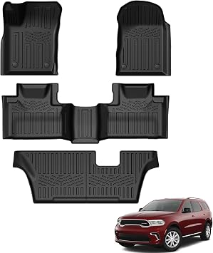 Floor Mats for Dodge Durango 7 Seat 2016-2026 Bench Seats Only | All Weather Odorless Floor Liners, Custom Fit Precise Coverage, Waterproof Non-Slip TPE Material, Easy to Clean