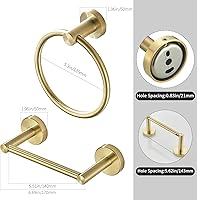 Vista 3 de BATHSIR Soporte de papel higiénico dorado cepillado y soporte para toallas de mano, 2 piezas, doble poste pivotante, redondo, moderno, accesorio