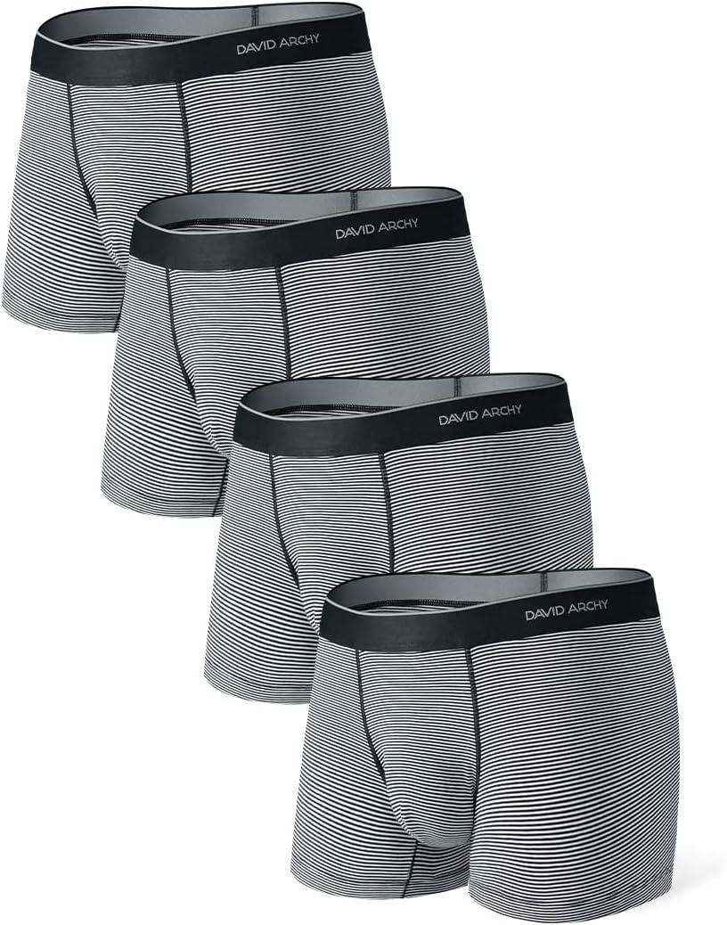 DAVID ARCHYMen's Soft Trunks Breathable Pouch Underwear 3 or 4 Pack