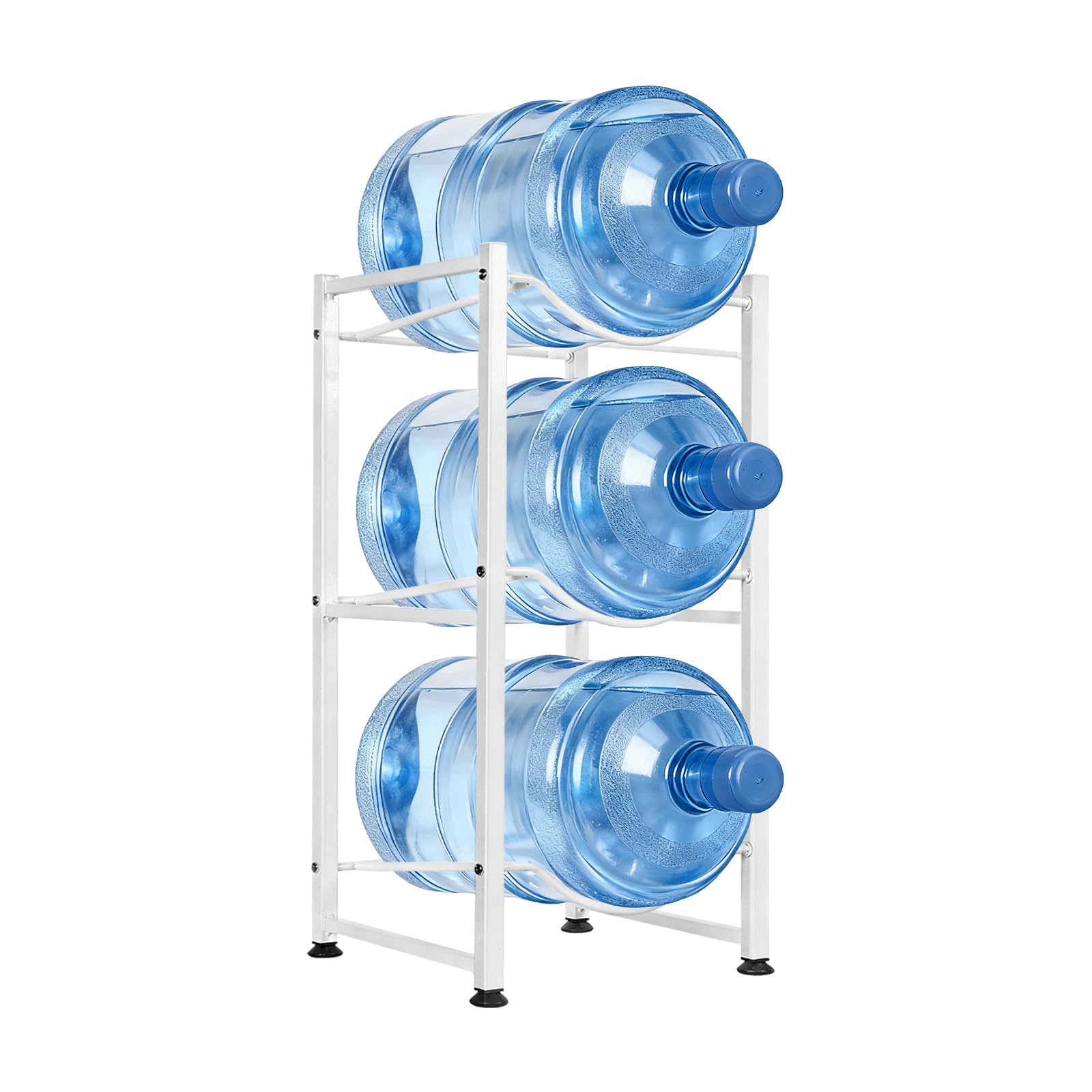 SKY-TOUCH 3 Tier Water Jug Rack, 5 Gallon Water Bottle Holder Heavy Duty Water Bottle Stand Storage for Kitchen Home and Office Easy To Assemble White