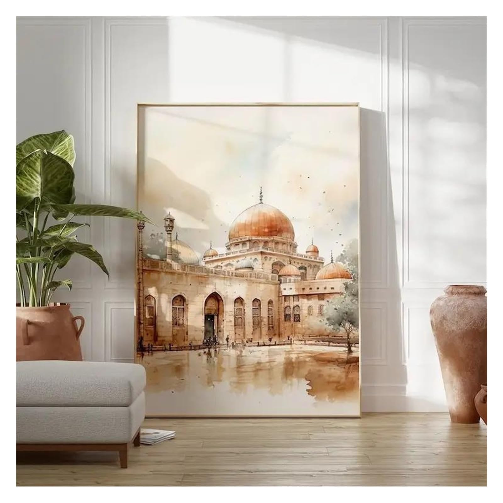Tableau Jérusalem beige pour salon moderne et chambre ambiance bohème chic