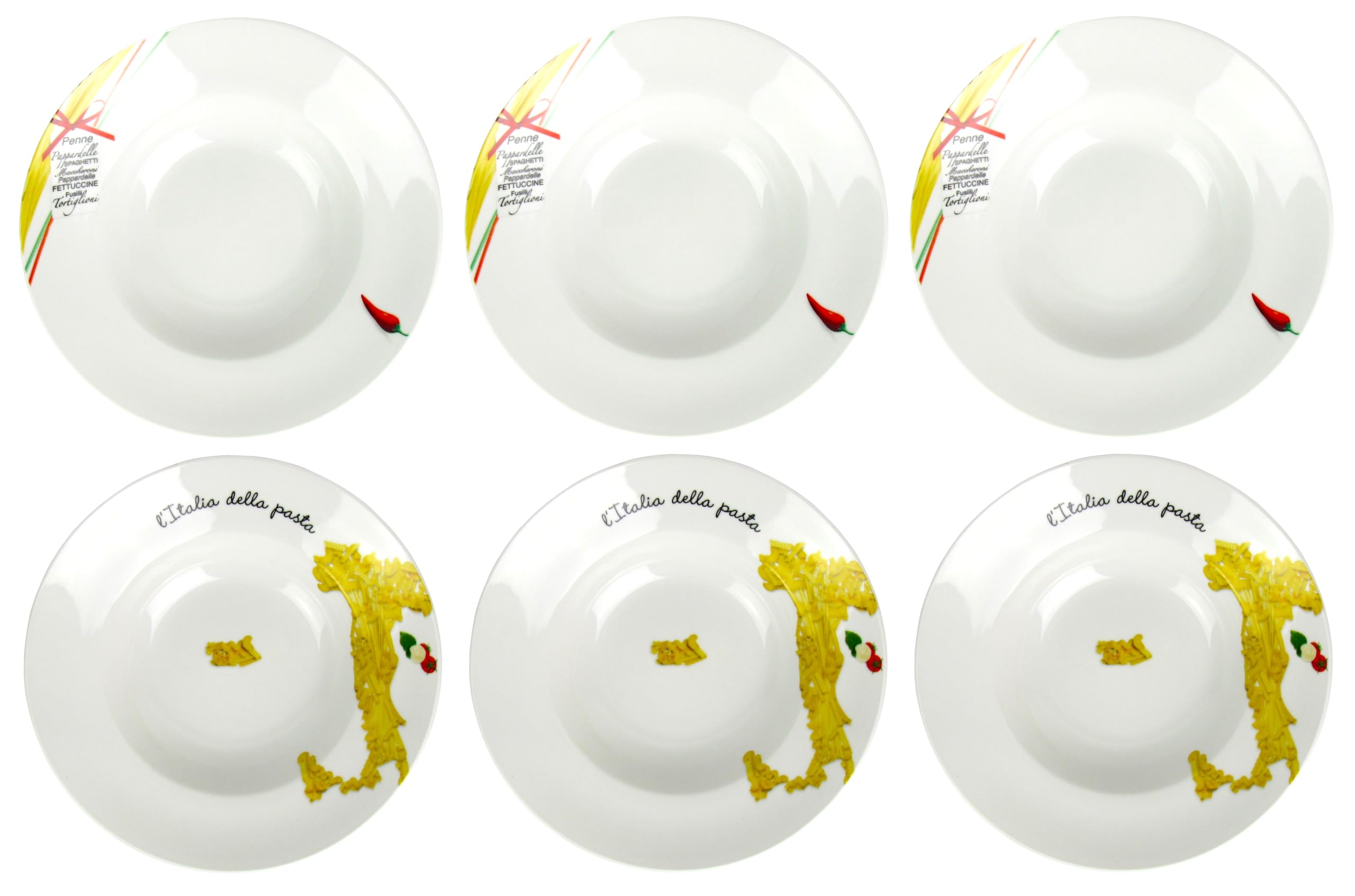 Retsch Arzberg XL Lot de 6 assiettes à pâtes en porcelaine, diamètre 27 cm, design italien, assiettes creuses, assiettes à salade