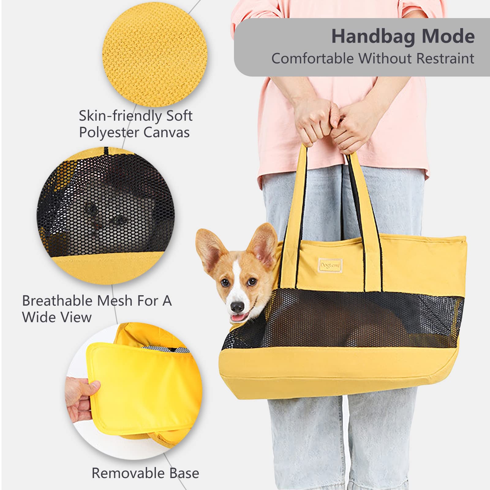 PETCUTE Sac de Transport pour Chat Chien,Sac à Main pour Animaux De Compagnie en Maille Respirant avec Sangle de Sécurité Interne,Sacs de Transport Bandoulière pour Chiens pour Voyages en Plein Air