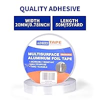 Vista 3 de ADHES TAPE Cinta de papel de aluminio, resistente al calor, impermeable, 0.78 pulgadas x 164 pies, para HVAC, reparación, sellado, aislamiento