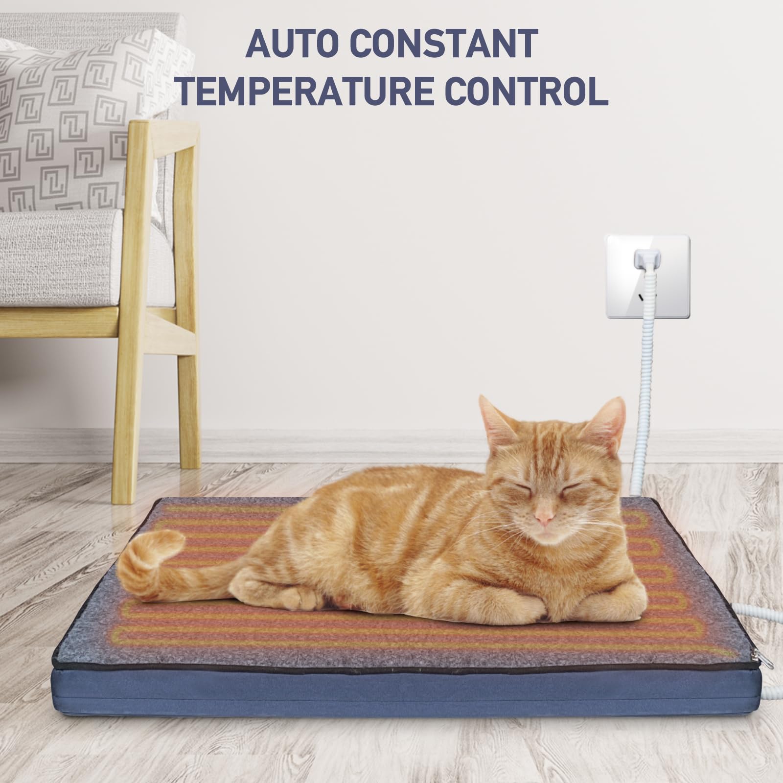 Cama Aquecida MARUNDA Para Gatos 50x45cm - Almofada Térmica Automática Cinza