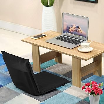GIANTEX Floor Chair with Back Support, 6 Adjustable Position, Folding Sleeper Bed, Video Game Chairs for Meditation Reading Watching TV, Floor Gaming Chair, Black