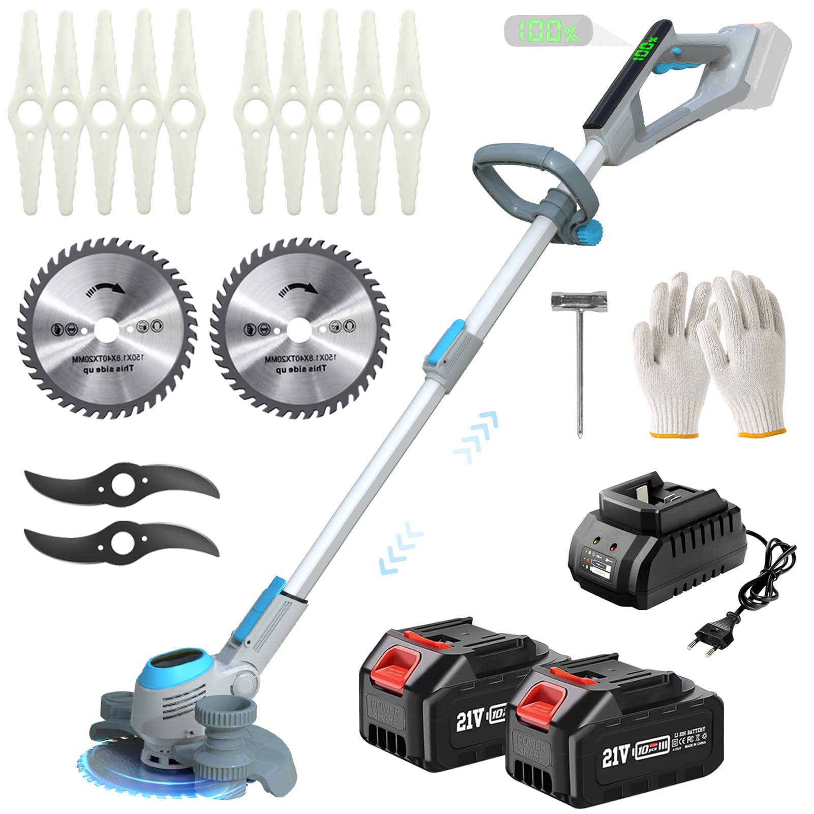 Rasentrimmer mit Akku für Makita Akkus, 2 in 1 Rasentrimmer/Kantenschneider