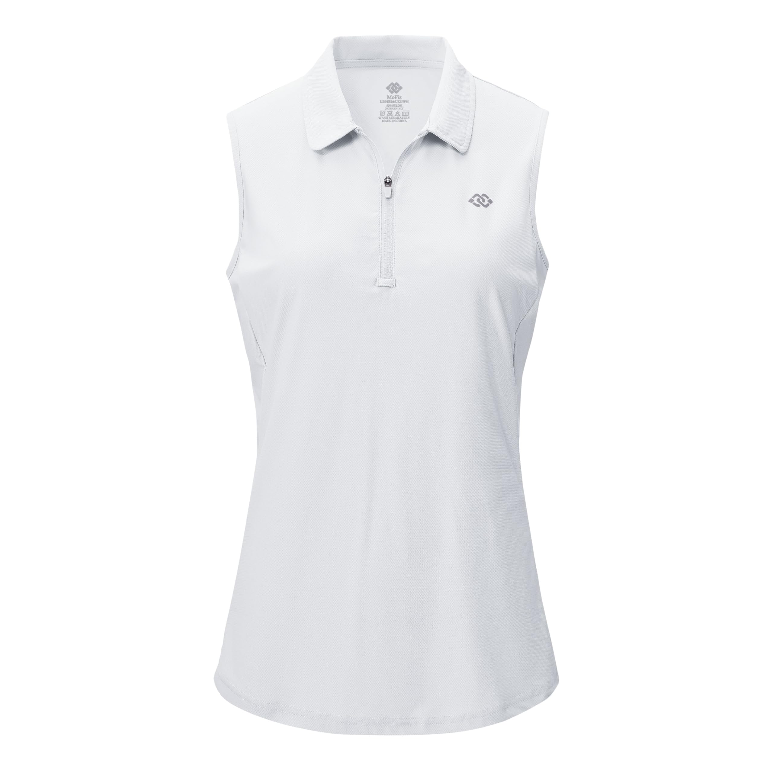 MoFiz Polo Mujer Sin Mangas Verano Camiseta Trabajo Deportivo Transpirable Golf Tennis Tops Cremallera 1/4