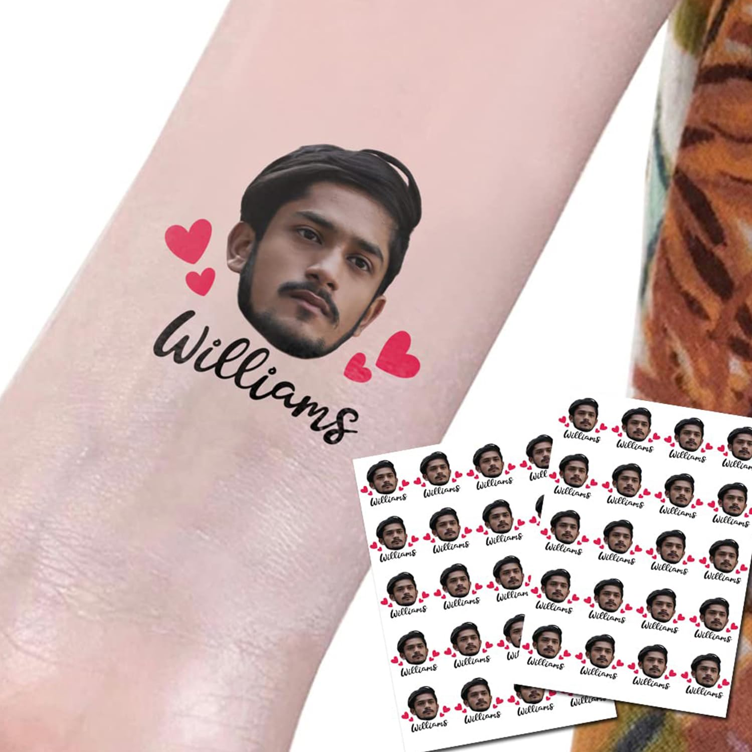 20pcs Personalized Wedding Bachelor Party Favor Temporary Stickers Tattoo, Custom Face Temporary Tattoos With Face and Name, Groom Gift Fiance,