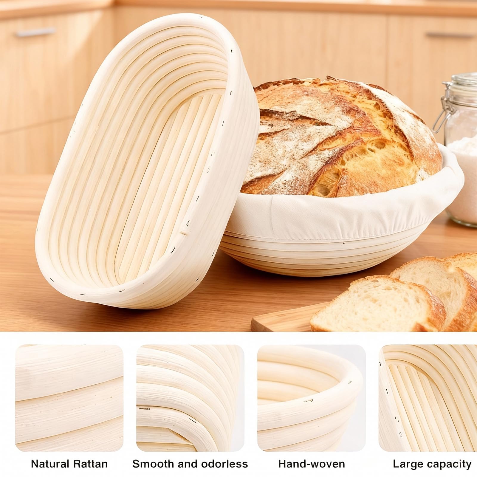 Lot de 21 paniers à pain – Comprend un kit de démarrage au levain, un panier à baneton, un grattoir à pâte, un outil de notation du pain et plus encore pour les boulangers maison – Tout ce dont vous