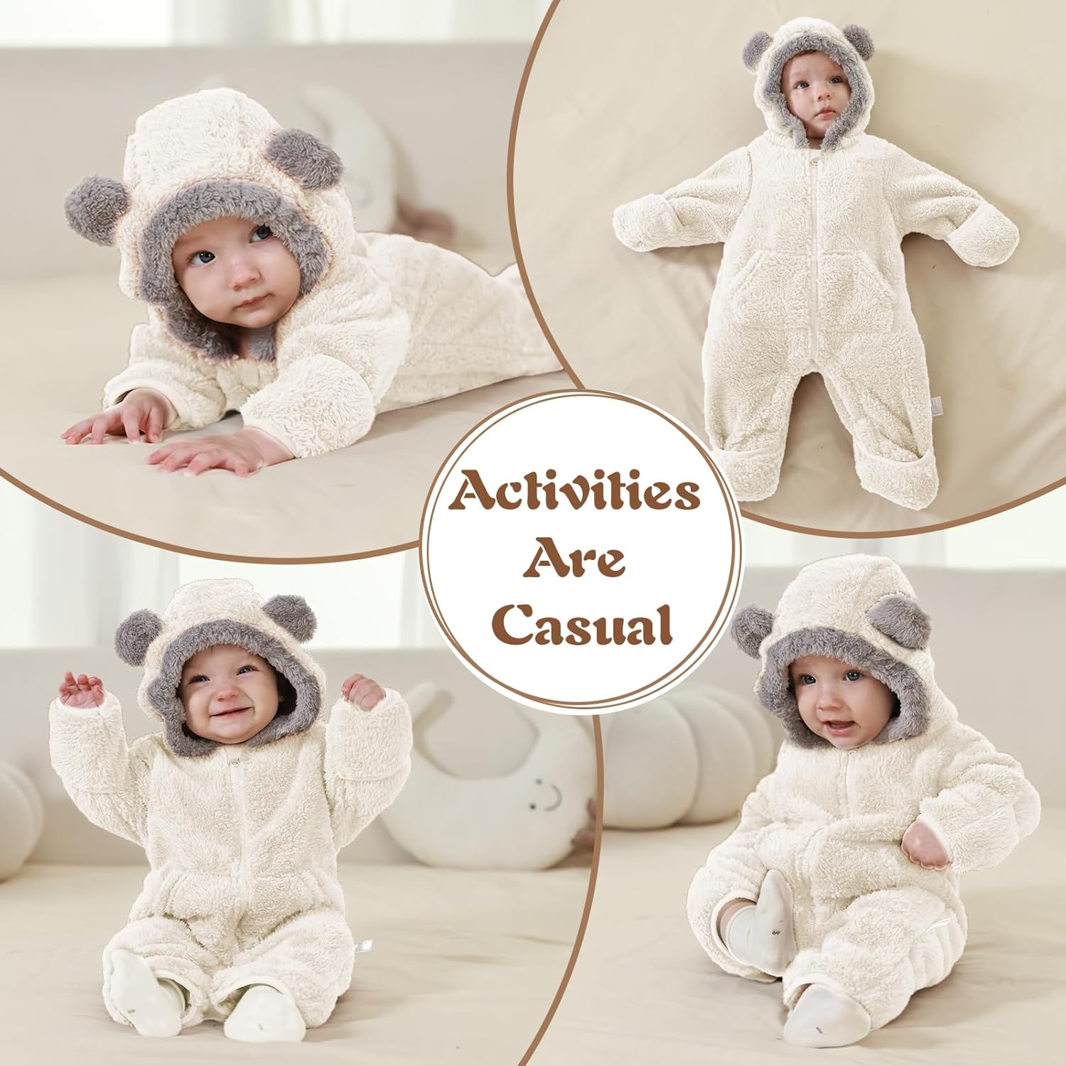 XIFAMNIY Newborn Winter Snowsuit Baby Bear Outfit Fleece Warm Jumpsuit Outwear Romper Clothes for Infant Girls Boys - Image 5