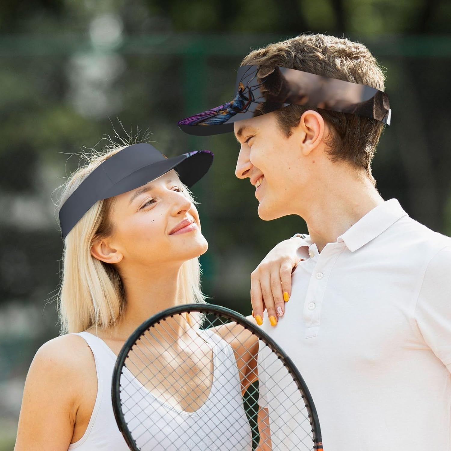 (Butterfly) Adult Sun Visor Hat Adjustable Open Top Sports Cap Breathable for Men Women Beach Vacation Essentials Black