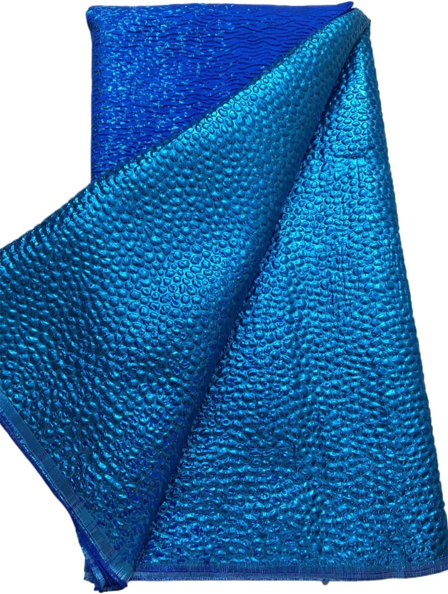 African Lace Fabric 5 Yards of Two-Color Fish Scale Fabric Stamping Fabric for Wedding/Party/Daily Sewing(L41525)