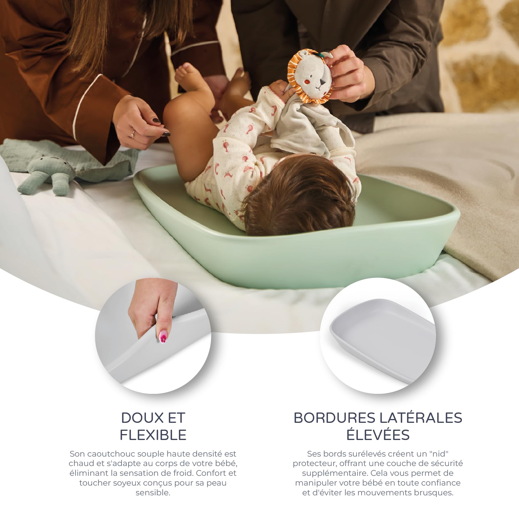 Ms BabyWorld FOAMY - Matelas à langer antidérapant en EVA - Imperméable, facile à nettoyer, compact pour les voyages et une utilisation quotidienne - De 0 m à 12 mois - 67 x 41 x 10 cm (Gris)