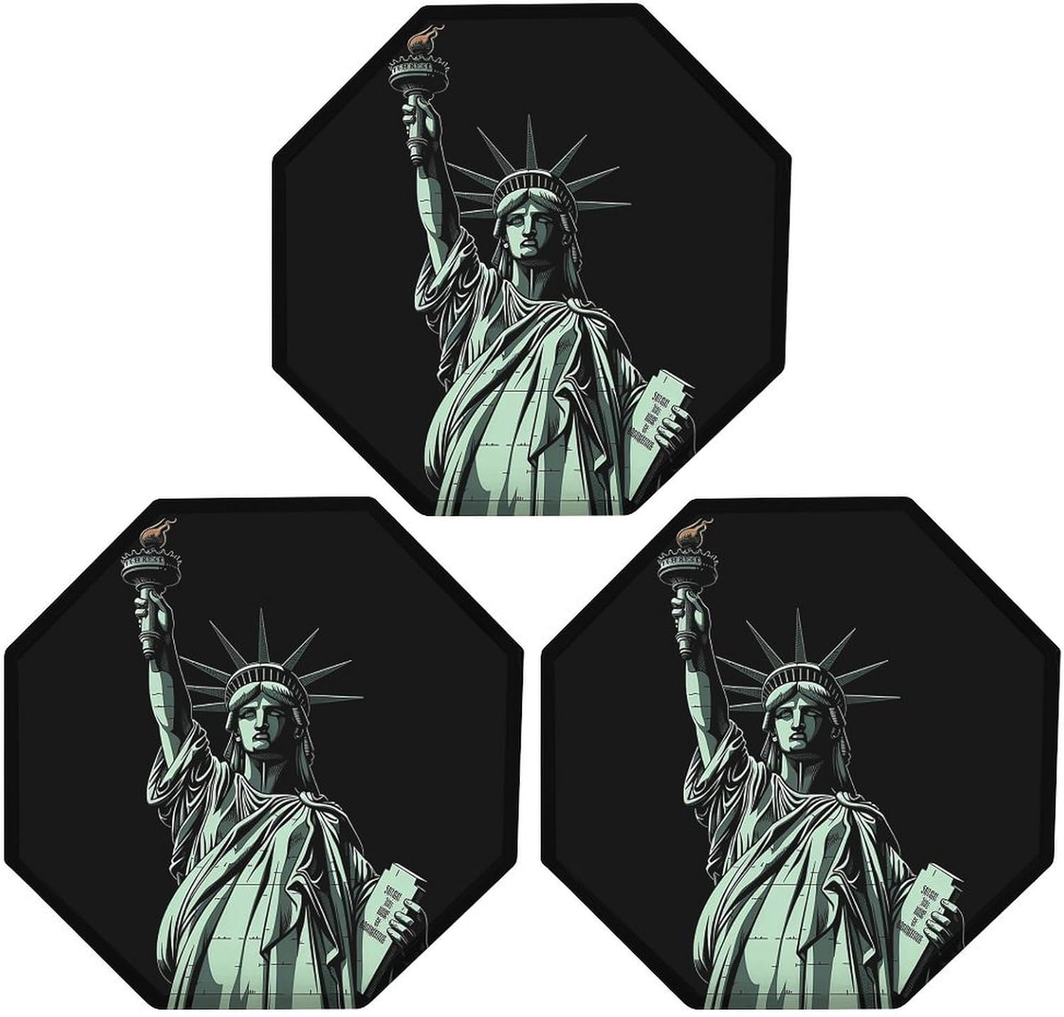 Ctagon Metal Sign for Home, Modern Display Plate for Kitchen, Statue of Liberty Pattern Plates Accent Hanging Wall Decorations 3PCS for Living Room, Bedroom, Hallway, Hotel