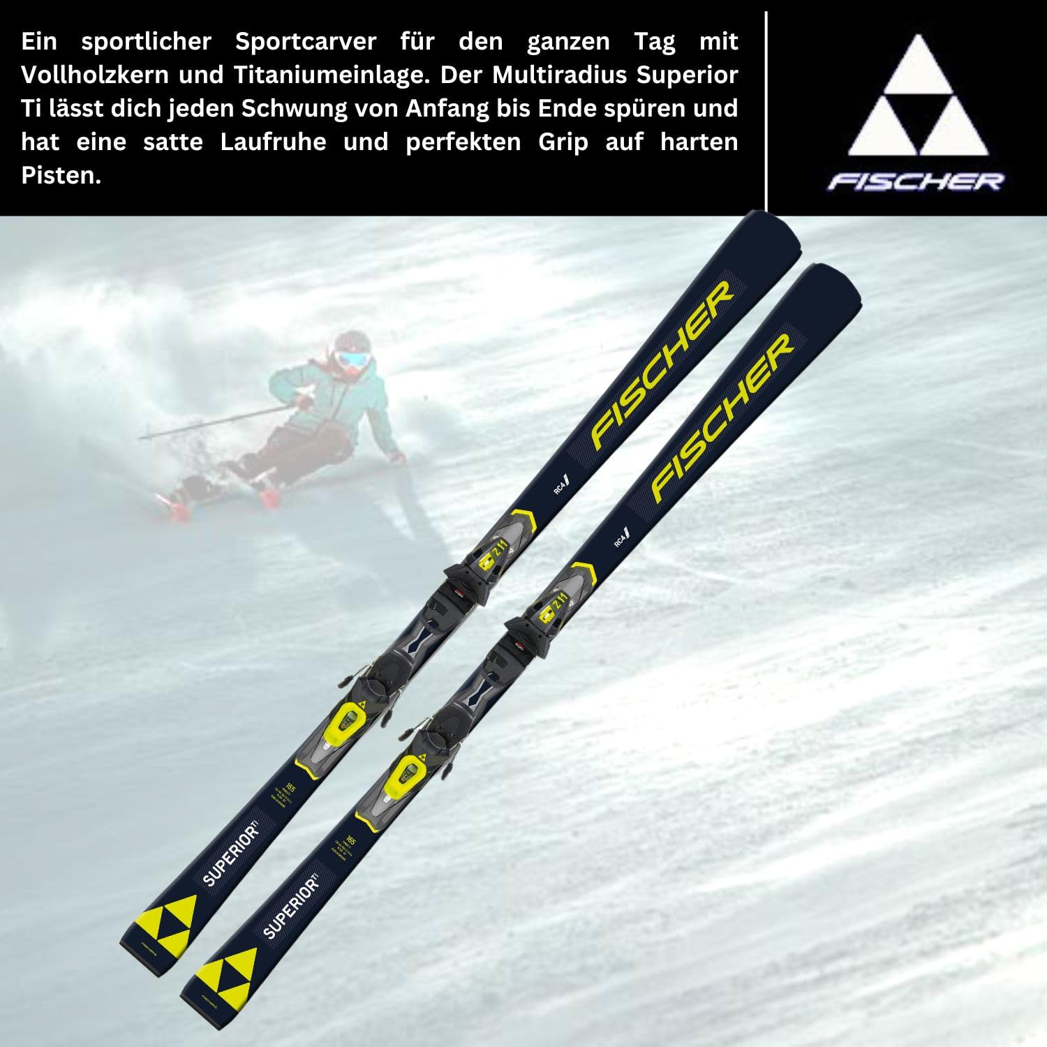 Fischer RC4 Superior TI AR - Esquí de esquí alpino Carvingski On-Piste-Rocker – Incluye fijaciones RC4 Z11 Z3-11 – Modelo 2024 – Esquí de pista – adecuado para profesionales y profesionales