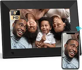 Moldura digital de 10,1 polegadas 32 GB, moldura digital WiFi, moldura eletrônica para tela sensível ao toque HD 1280 x 800, rotação automática, montagem na parede, compartilhe fotos/vídeos