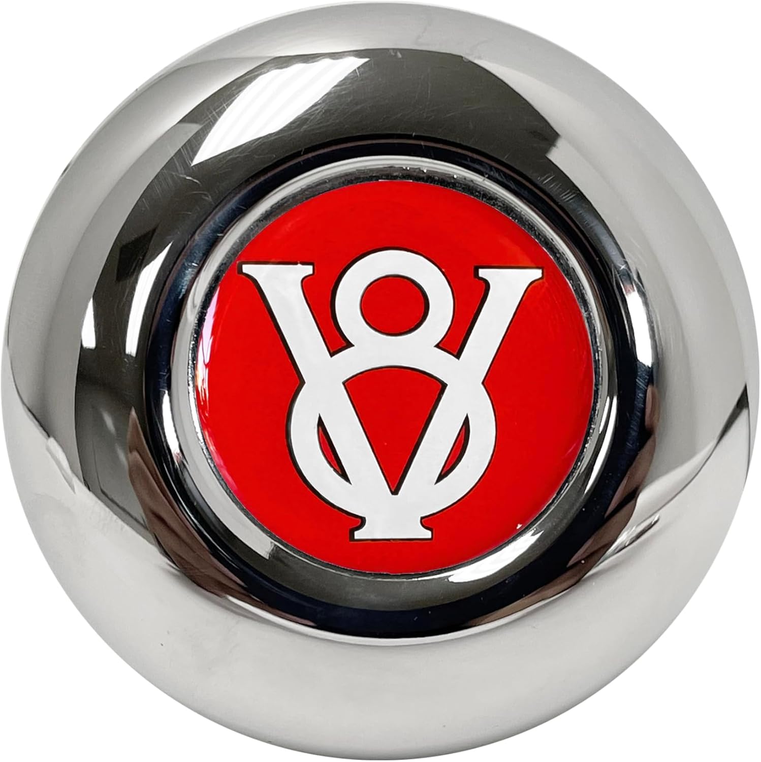 LimeWorks 15" Black Leather Sprint Steering Wheel with Hot Rod V8 Horn Cap, 3 Spoke with Holes ST3015 Series (Red Hot Rod V8)