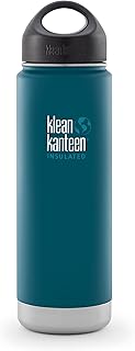 Klean Kanteen Wide Mouth Insulated Water Bottle with Loop Cap - 20 Ounce Neptune Blue