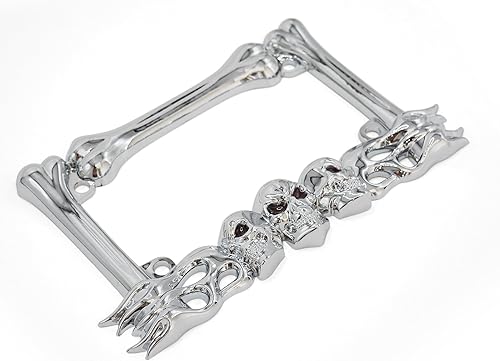 Miniatura 4 de Marco de matrícula de motocicleta con diseño de calavera resistente, se adapta a placas estándar de 7 x 4 pulgadas, compatible con la mayoría de