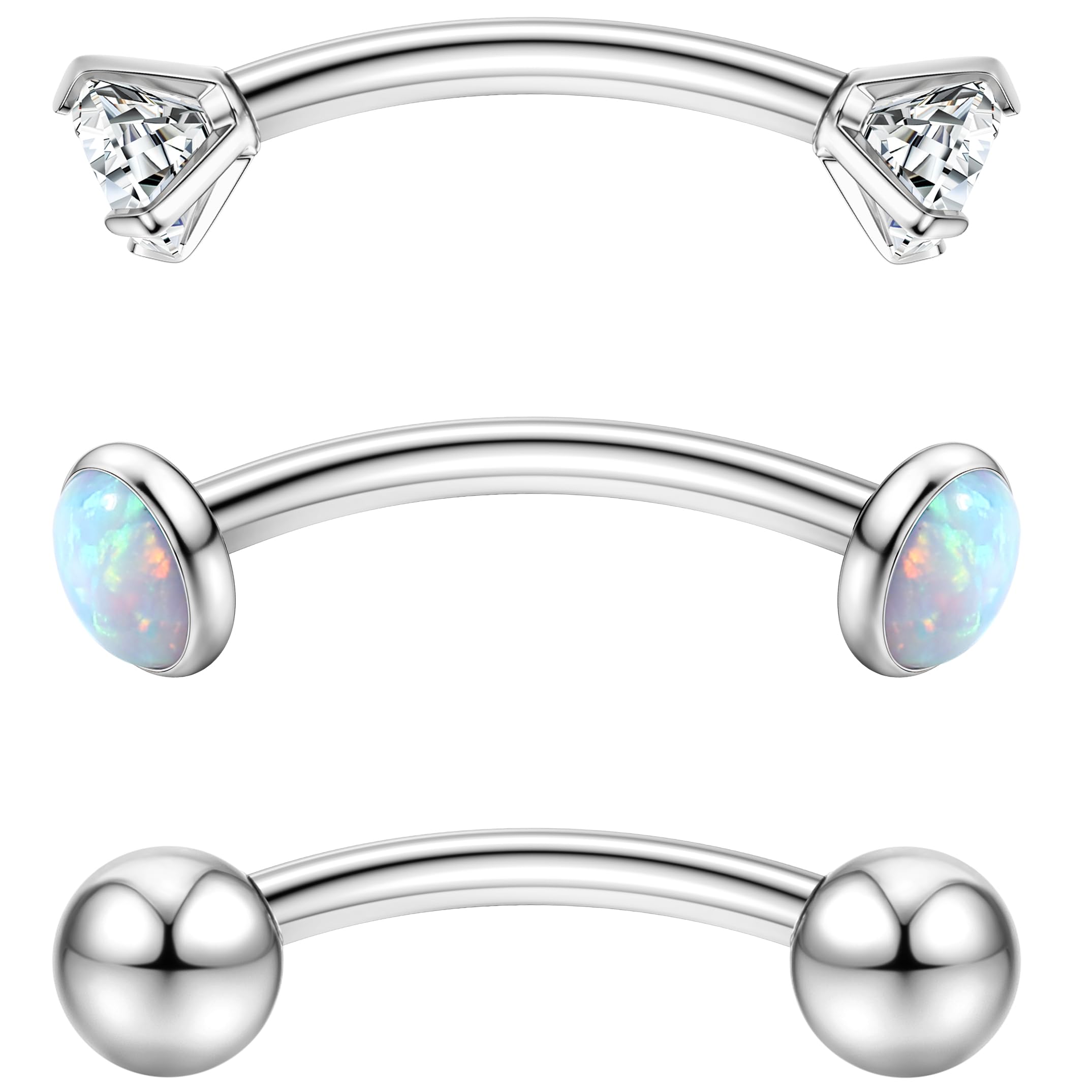 G23 Titanio 16G Piercing Barbell Curvo per Donna Uomo Orecchino Torre CZ Opale Sfera Helix Daith Trago Piercing all'orecchio Barre per Sopracciglia Barre per Ombelico Labbra Rook Piercing Gioielli