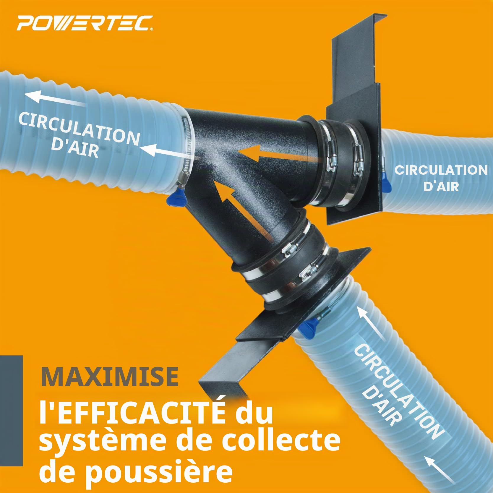POWERTEC 70108-P6 Lot de 6 barrières de dépoussiérage 10,2 cm pour collecteur de poussière