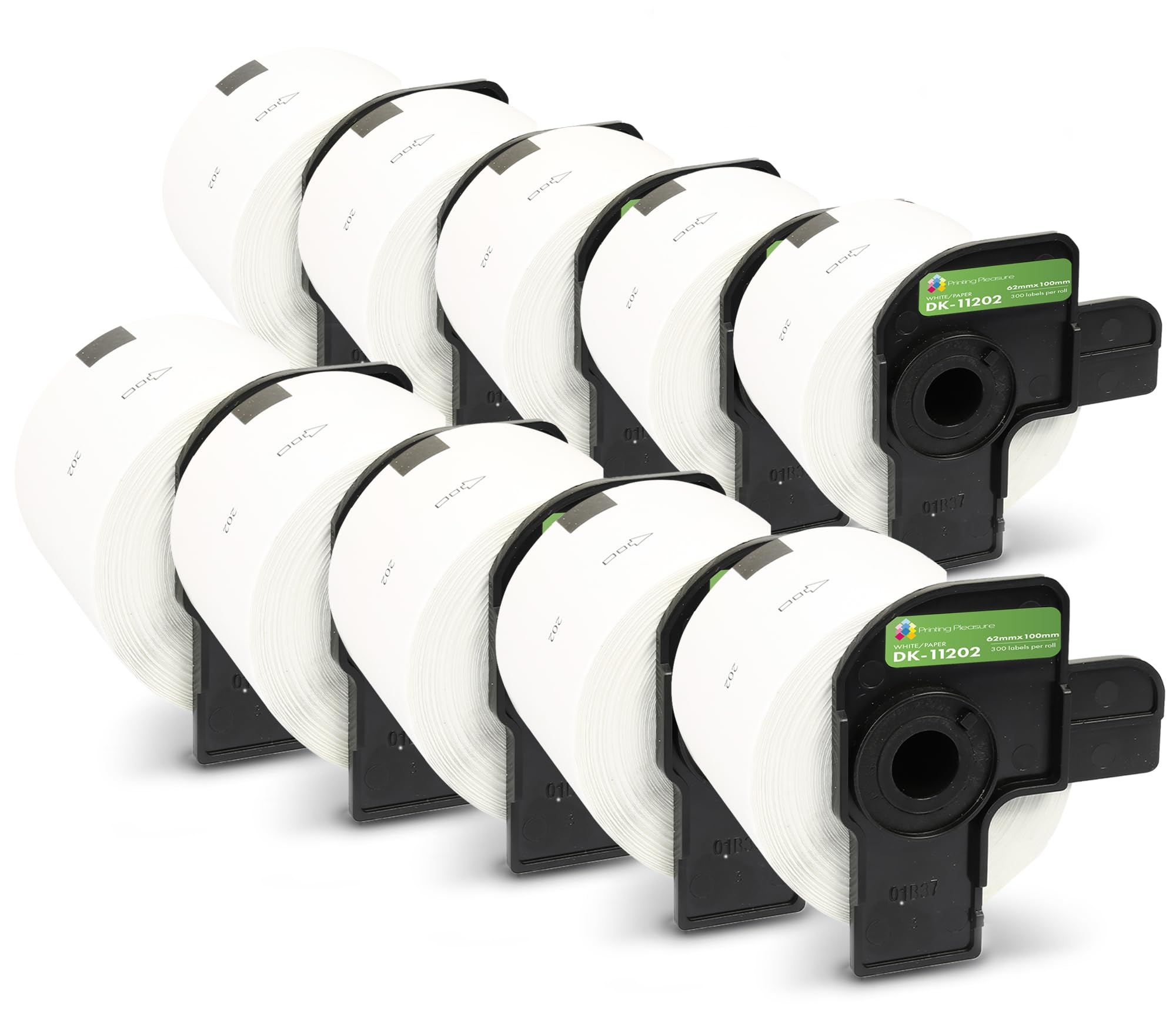10x Compatibile Rotolo Brother DK-11202 (62mm x 100mm) Etichette adesive (Etichetta per rotolo: 300) per Brother P-Touch QL-500, QL-500BS, QL-500BW, QL-550, QL-560, QL-560VP, QL-560YX, QL-570, QL-580, QL-580N, QL-650TD, QL-700, QL-710W, QL-720NW, QL-1050,
