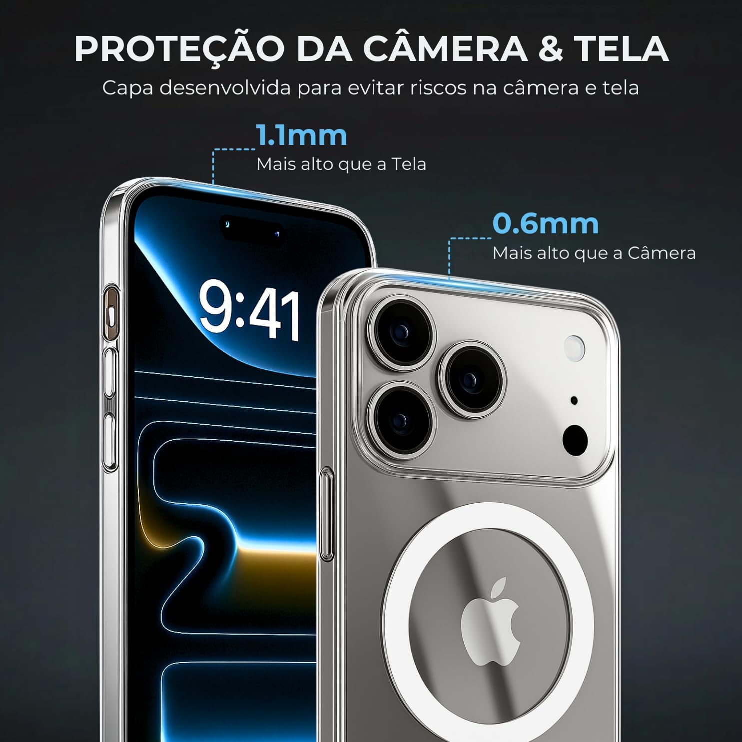 Capa Mag-Safe para [iPhone 17 Pro MAX] Capinha Slim Premium com [Proteção de Câmera] Magnetica Clear Case Transparente [Anti-Amarelamento], Compatível com MagSafe, Resistente a Riscos e Anti Impacto