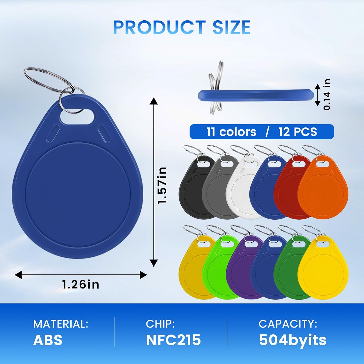 NFC Tags Tag215 NFC Keytags Black NFC fob Rewritable NFC 215 Tag NFC Business Card Programmable NFC Tag 504 Bytes Memory，Compatible with Android & iPhones (Black-100PCS)