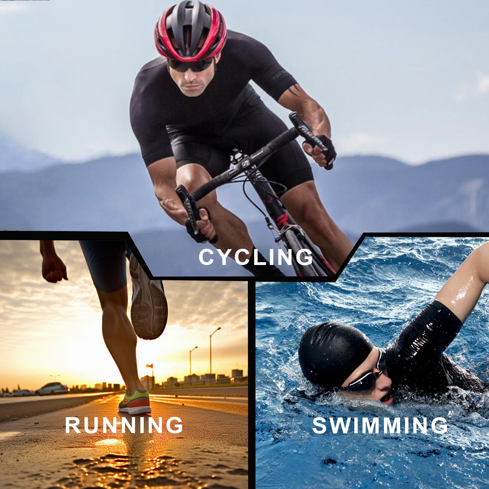 Tuta da triathlon da uomo, a maniche corte, per corsa, ciclismo, nuoto, ideale per Ironman Racing Tri Suit