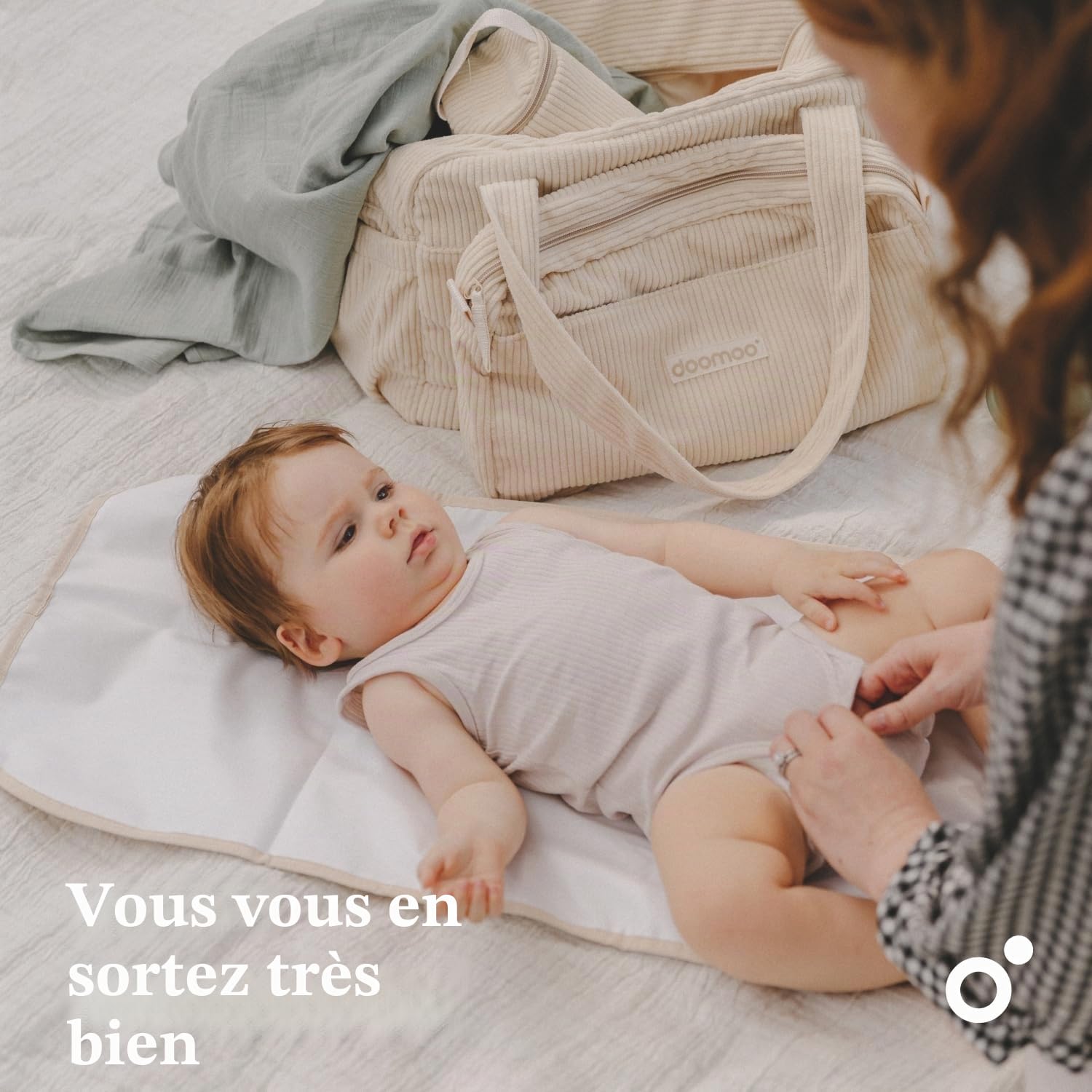 Doomoo Sac à langer Bebe Fluffy 24L Grande Contenance Beige