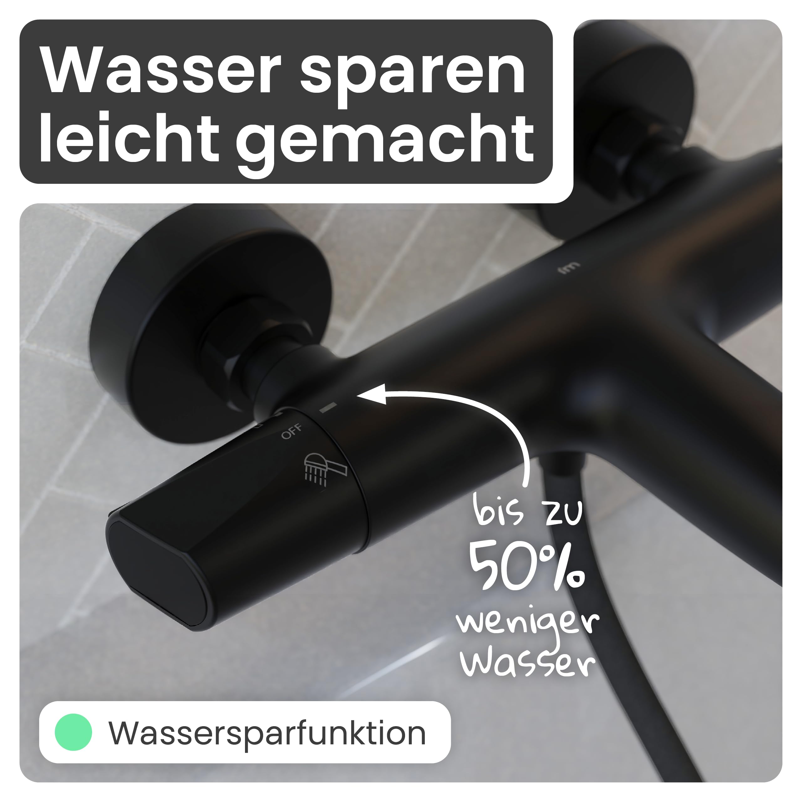 instmaier Beatrice | Wannenarmatur | Thermostat | Verbrühschutz | Schwarz | Wannenfüllarmatur | Thermostatarmatur | Wassersparen | Wannenarmatur Sicherheitssperre/ Verbrühschutz 38° | Einfache Montage