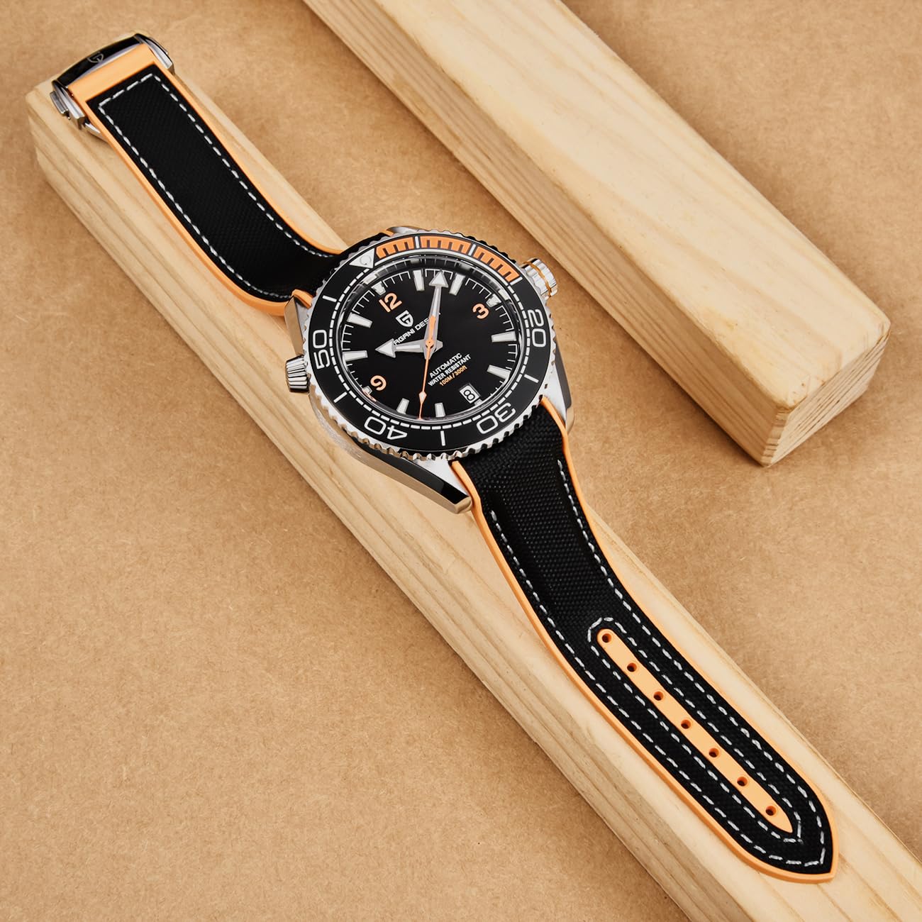 Pagani Design Herren-Selbstaufzugsuhr, wasserdicht bis 100 Meter/10bar, Mechanismus, Keramiklünette und verschraubte Krone, Saphirglas, automatische Taucheruhr