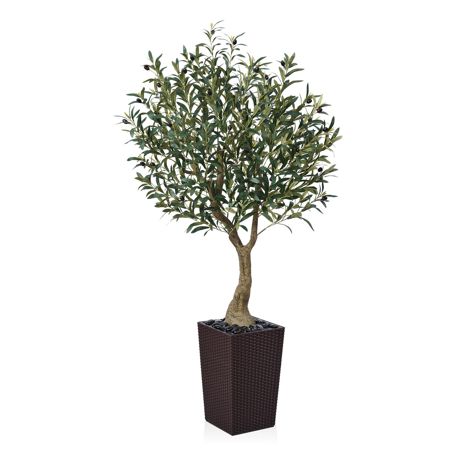 VeriNatural Olivenbaum Künstlich 150 cm - Kunstpflanze Groß UV-beständige, Kunstbaum wie echt mit Braun Kegelformiger Topf - Ideal für Wohnzimmer, Büro, Garten und Indoor & Outdoor Deko, VN137 | Kunstpflanze Groß UV-beständige Kunstbaum wie echt mit Ideal